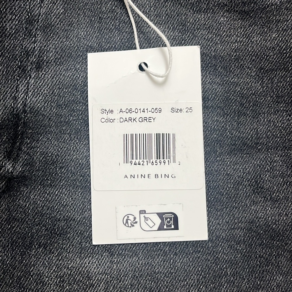 Anine Bing Beck High Rise Slim Jeans Iron Grey Gray Meghan Markle Size 25 - Picture 9 of 11